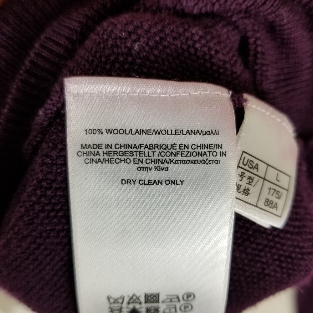 Brooks Brothers Sweater Women L Purple Saxon Wool Cable Knit Back Button - Picture 4 of 7